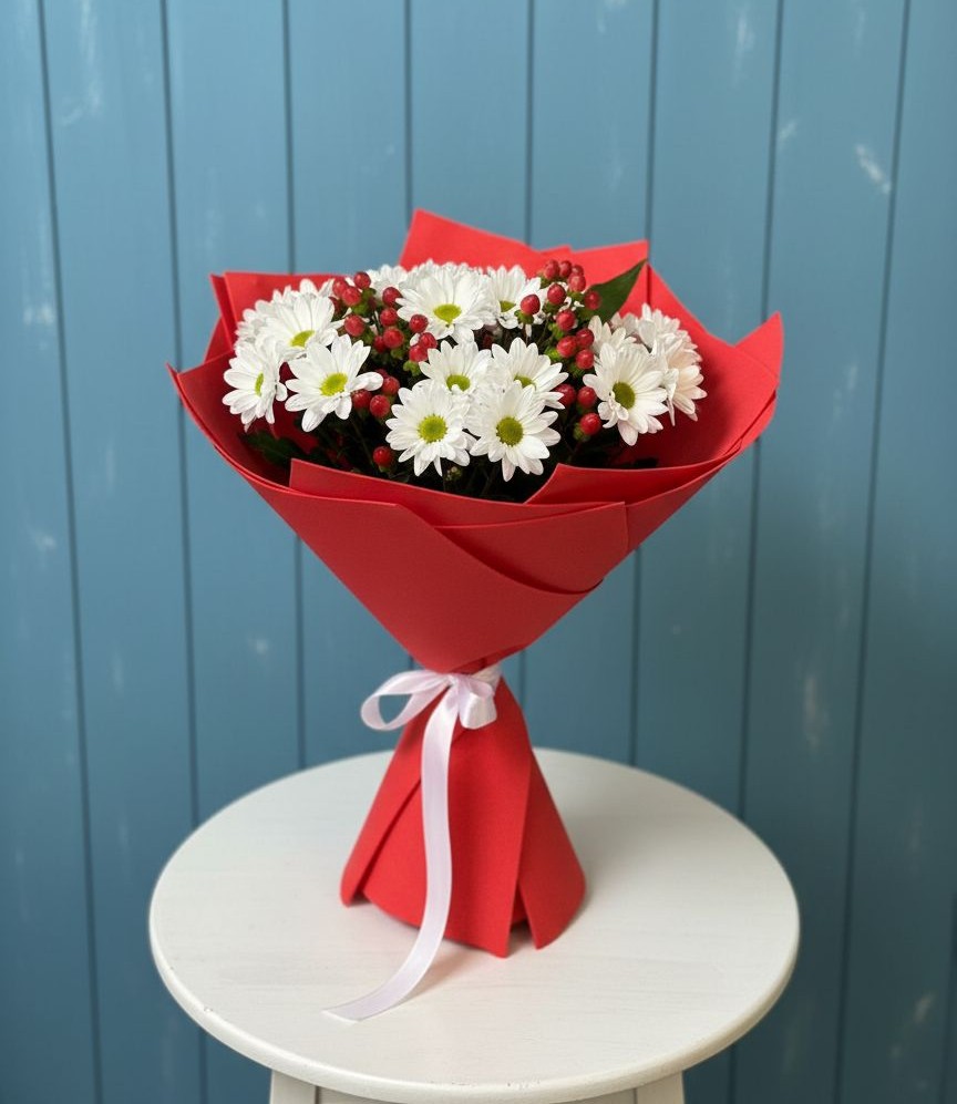 Букет цветов из: Хризантемы в Урожайном