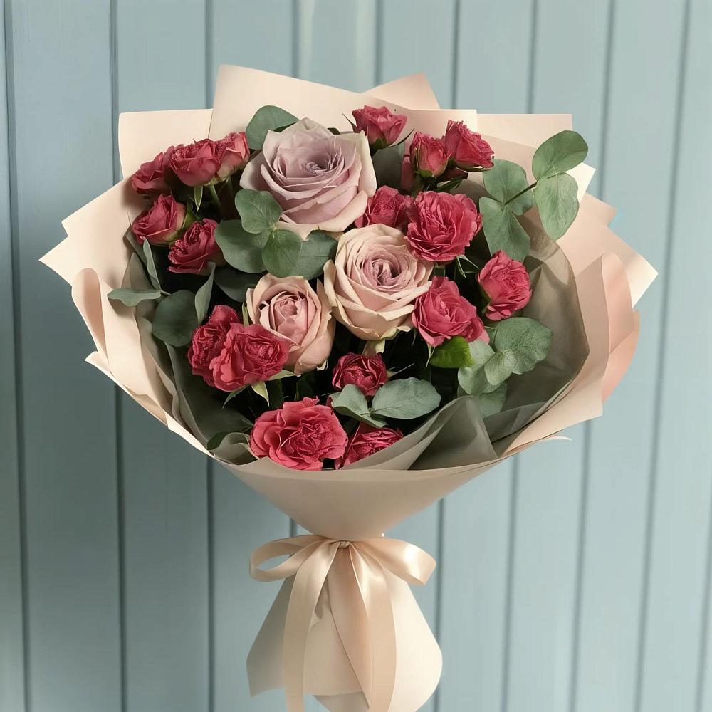 Букет цветов из: Гвоздики и Розы в Урожайном