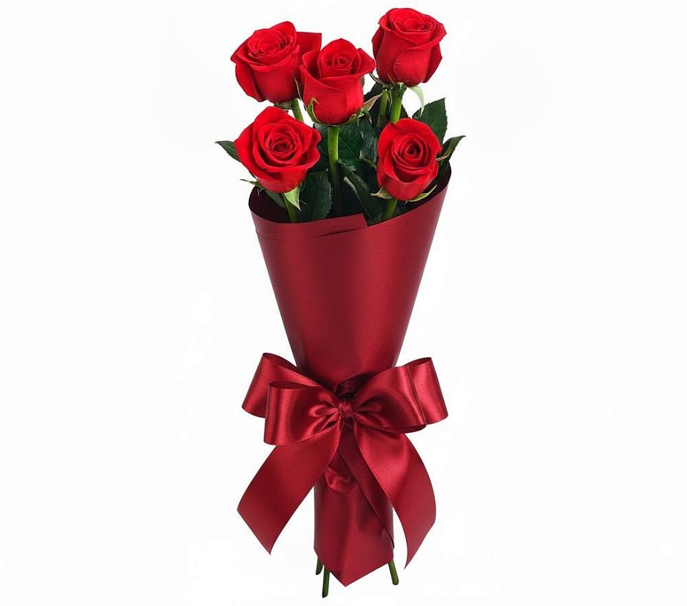 Букет 5 Красных роз Эдлесс Лав в Урожайном