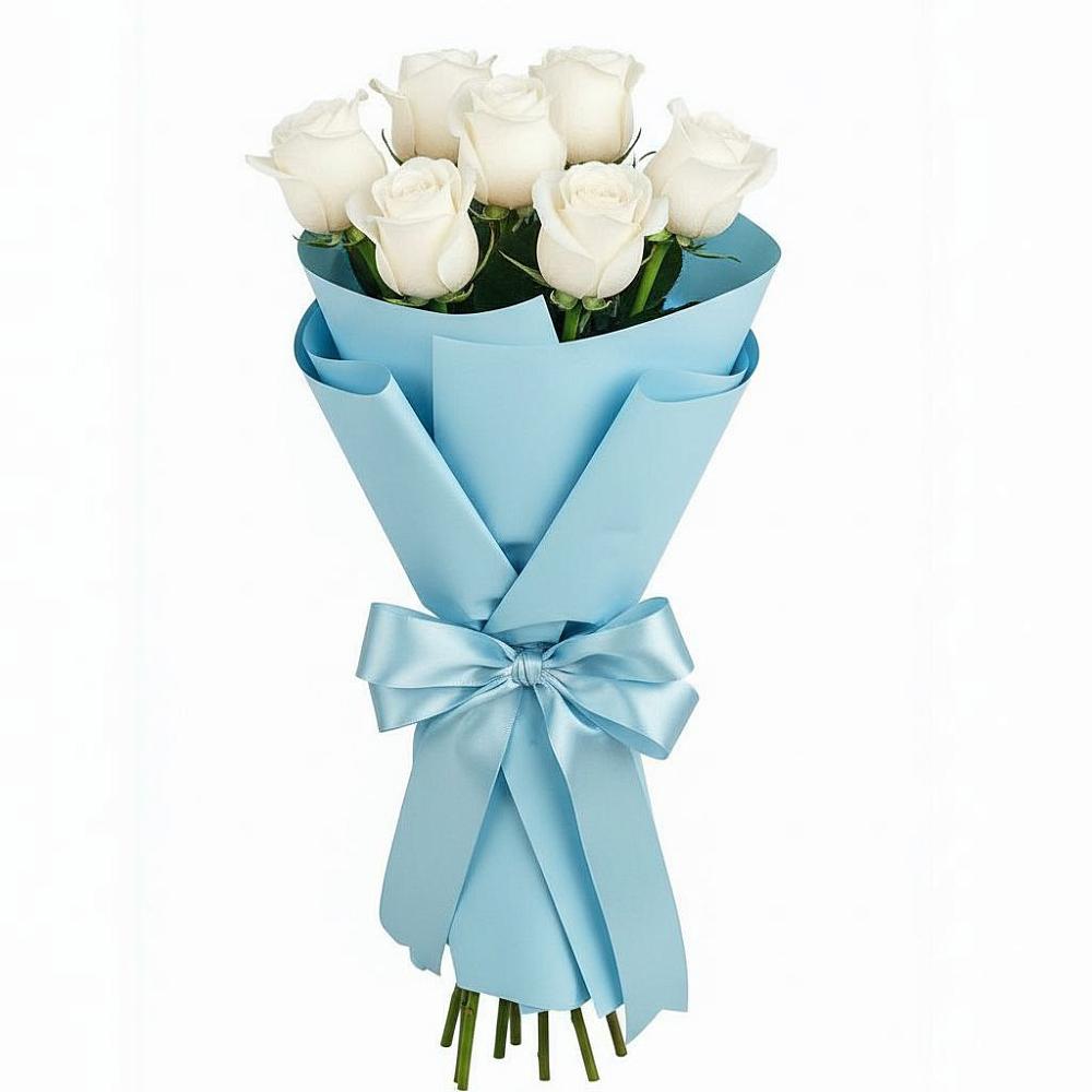 Букет 7 белых роз Проуд в Урожайном