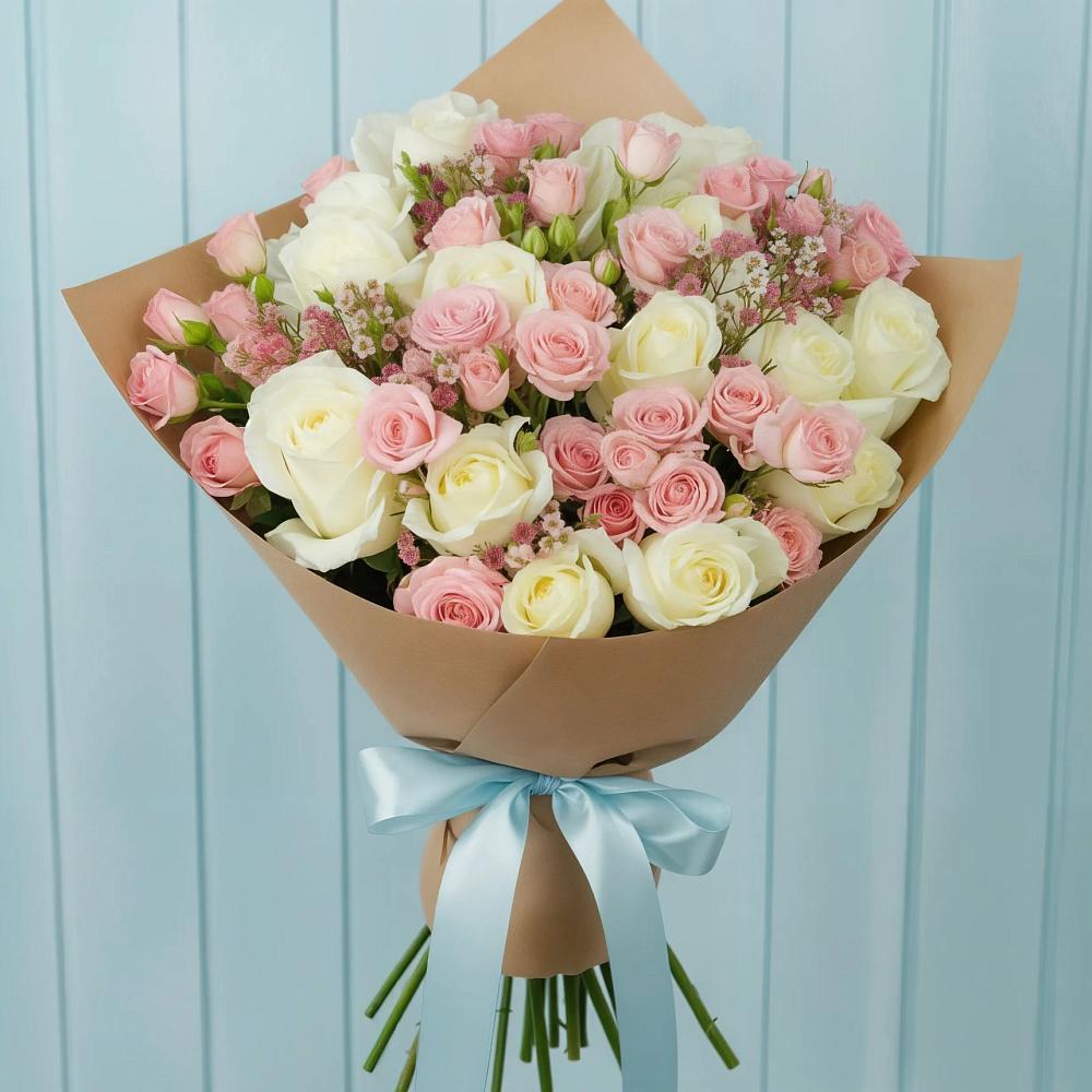 Букет цветов из: Розы в Урожайном