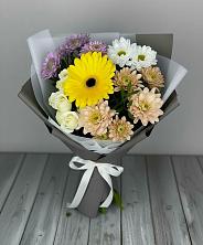 Букет цветов из:  Розы, Герберы и Хризантемы в Урожайном