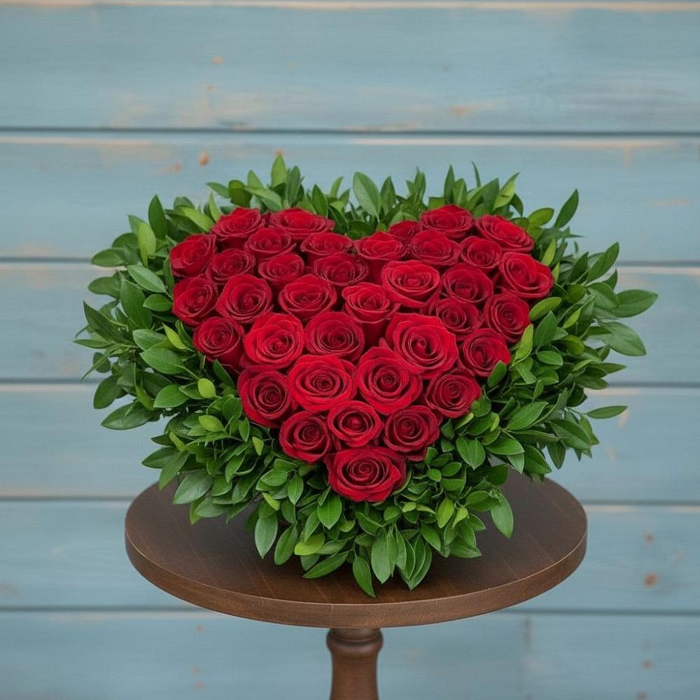 Цветочная композиция из Розы в виде сердца в Урожайном