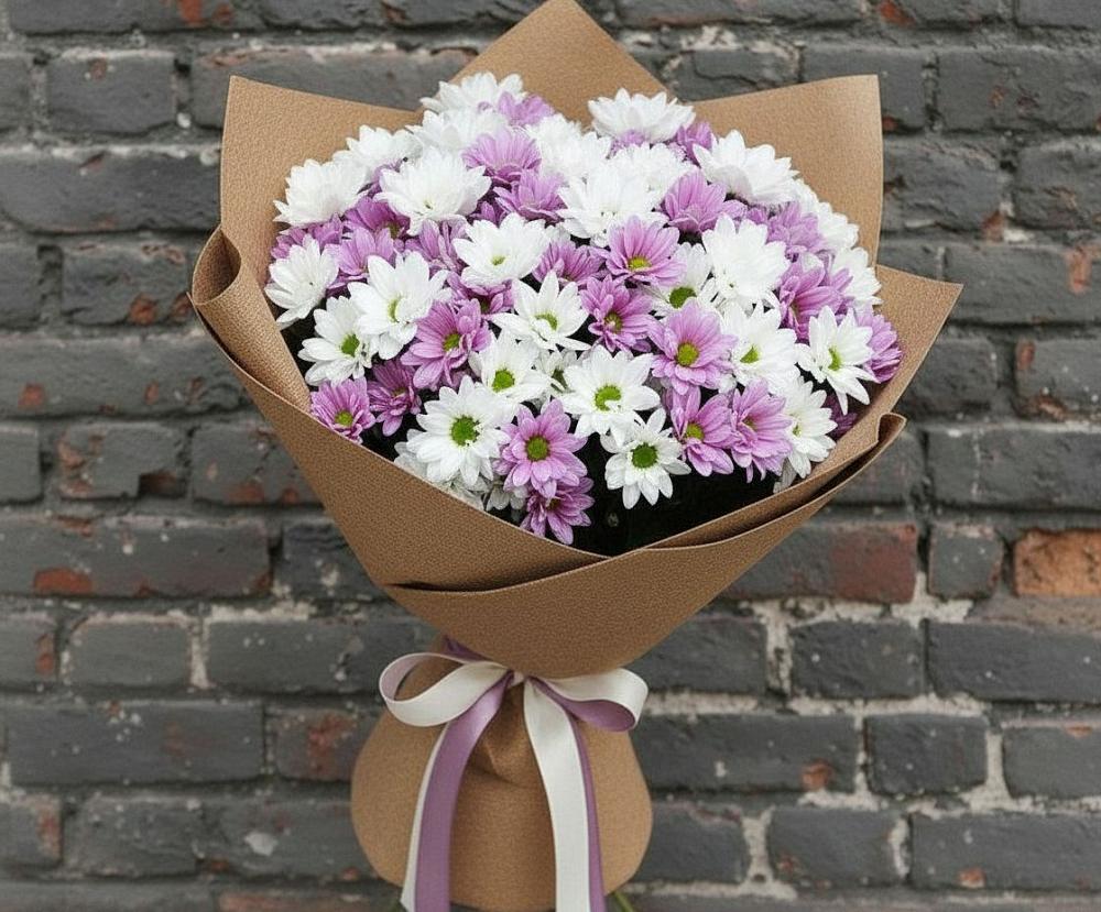 Букет цветов из: Хризантемы в Урожайном