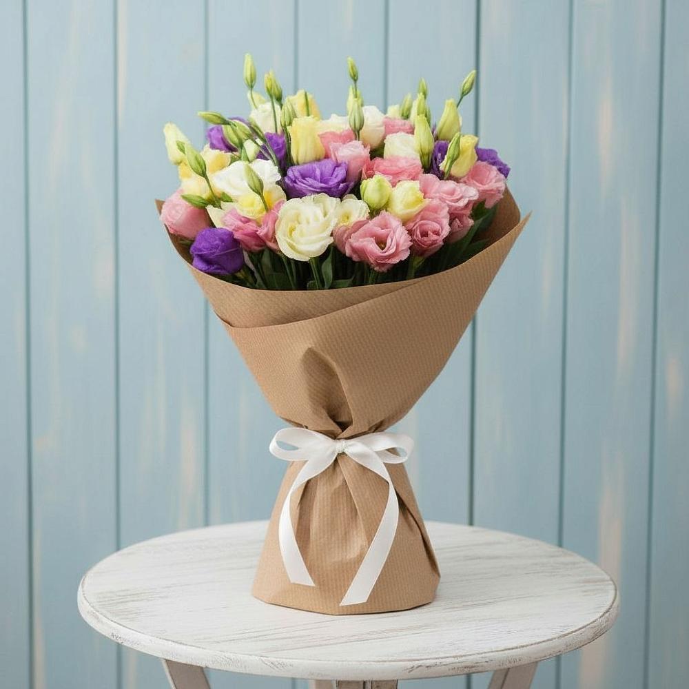 Букет цветов из: Лизиантусы в Урожайном