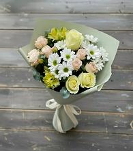 Букет цветов из:  Альстромерии, Розы и Хризантемы в Урожайном