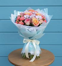 Букет цветов из:  Хризантемы и Розы в Урожайном